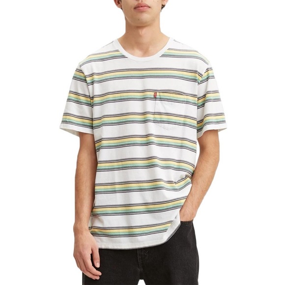 LEVI’S® SET-IN SUNSET POCKET TEE WHITE BODY/GREY MIMOSA - Picture 1 of 6